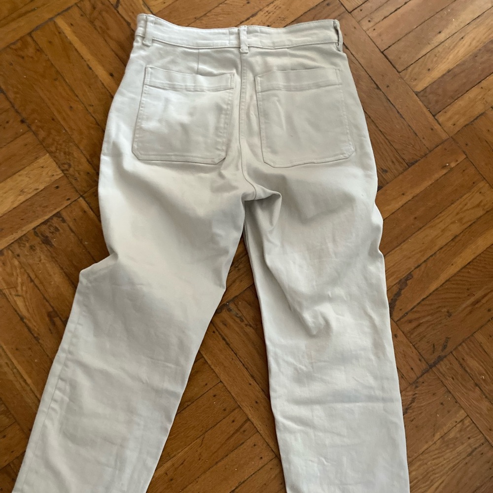 Everlane cream straight leg crop pants
